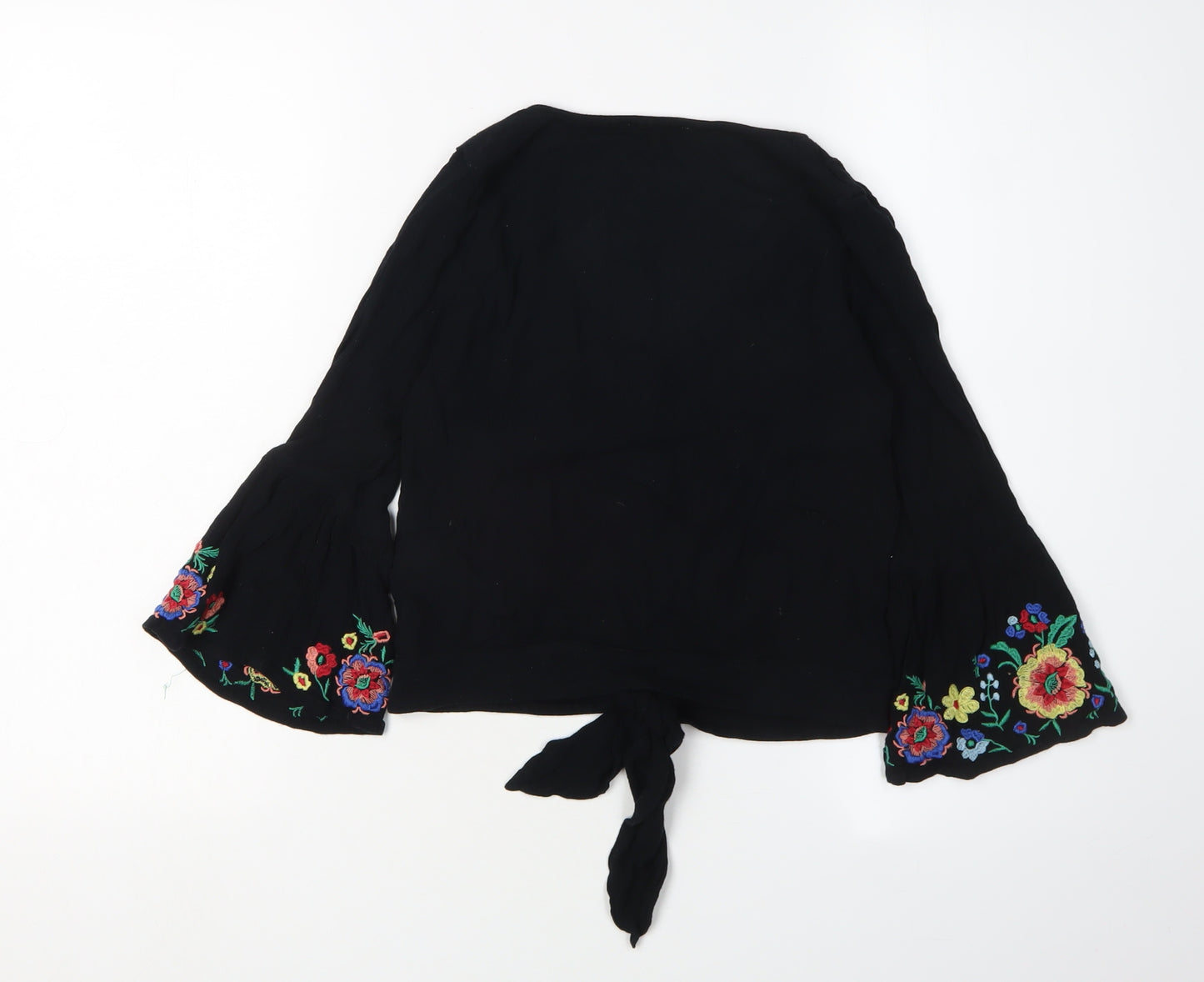 Hollister Women's Black Embroidered Bohemian Blouse, S