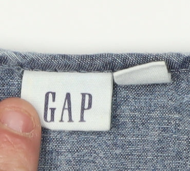 GAP Women's Blue Embroidered Tunic Blouse, XS, Cotton