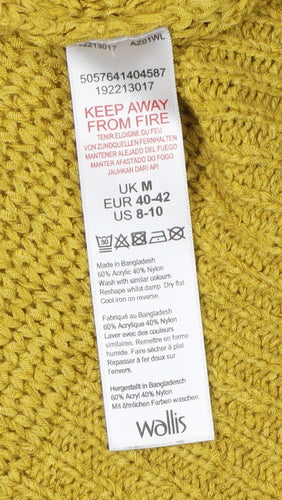 Wallis Women's Yellow V-Neck Pullover, Size M