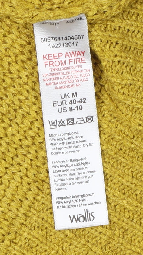 Wallis Women's Yellow V-Neck Pullover, Size M