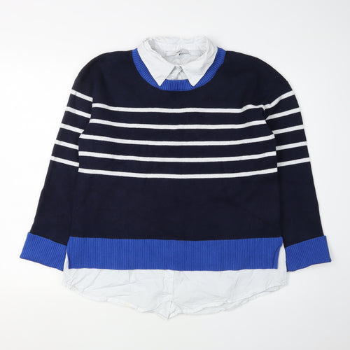 Next Women's Blue Striped Pullover Jumper Medium