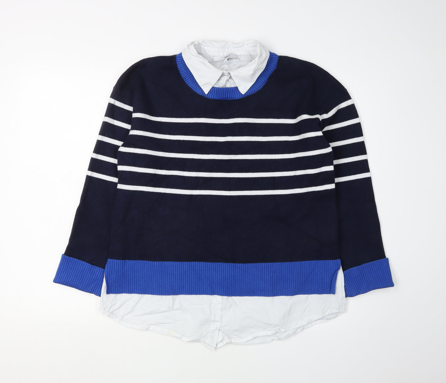 Next Women's Blue Striped Pullover Jumper Medium