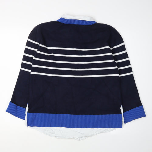 Next Women's Blue Striped Pullover Jumper Medium