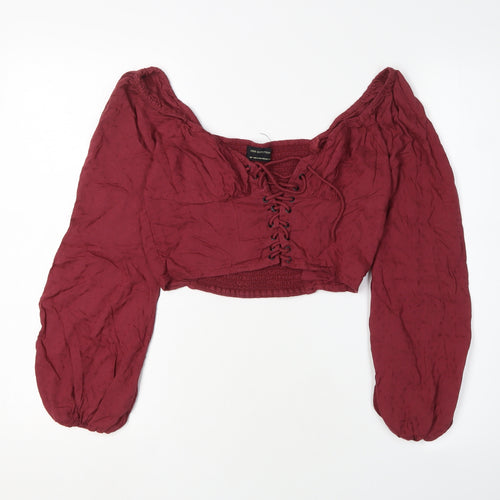 Urban Outfitters Women's Red Cropped Blouse, S