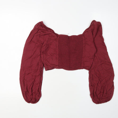 Urban Outfitters Women's Red Cropped Blouse, S