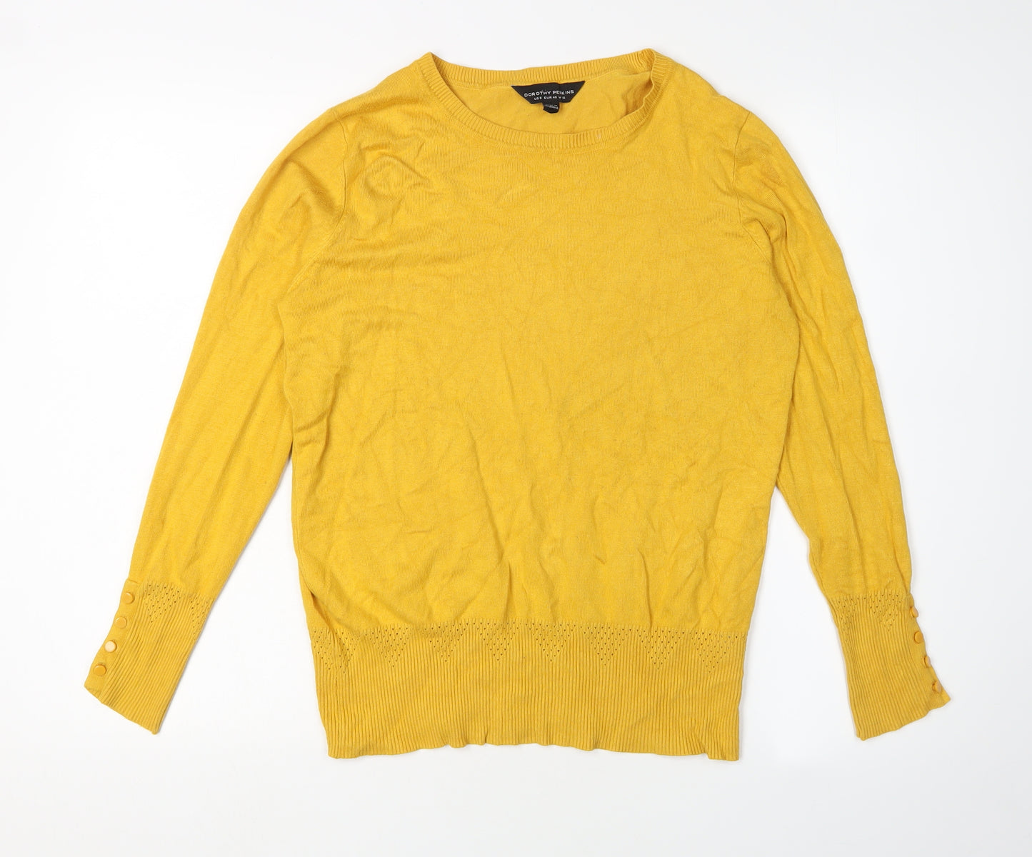 Dorothy Perkins Yellow Womens Pullover Jumper, Size 12, Crew Neck