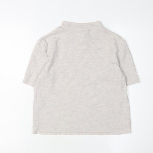 Zara Women's Ivory Short Sleeve Mock Neck Top