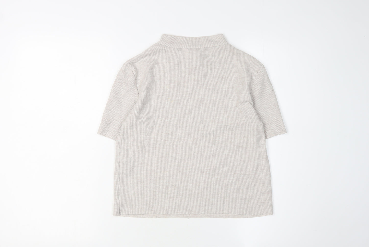 Zara Women's Ivory Short Sleeve Mock Neck Top