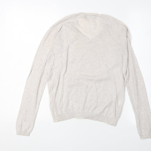 Mango Women's Beige V-Neck Pullover XS Jumper