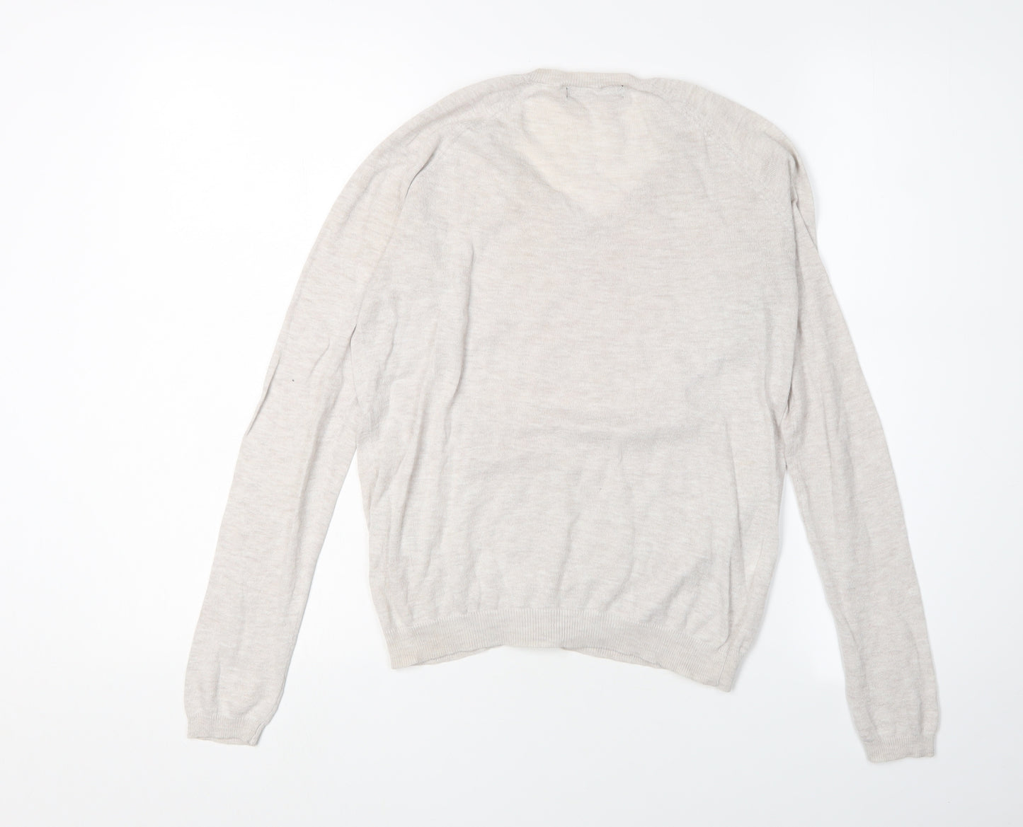 Mango Women's Beige V-Neck Pullover XS Jumper