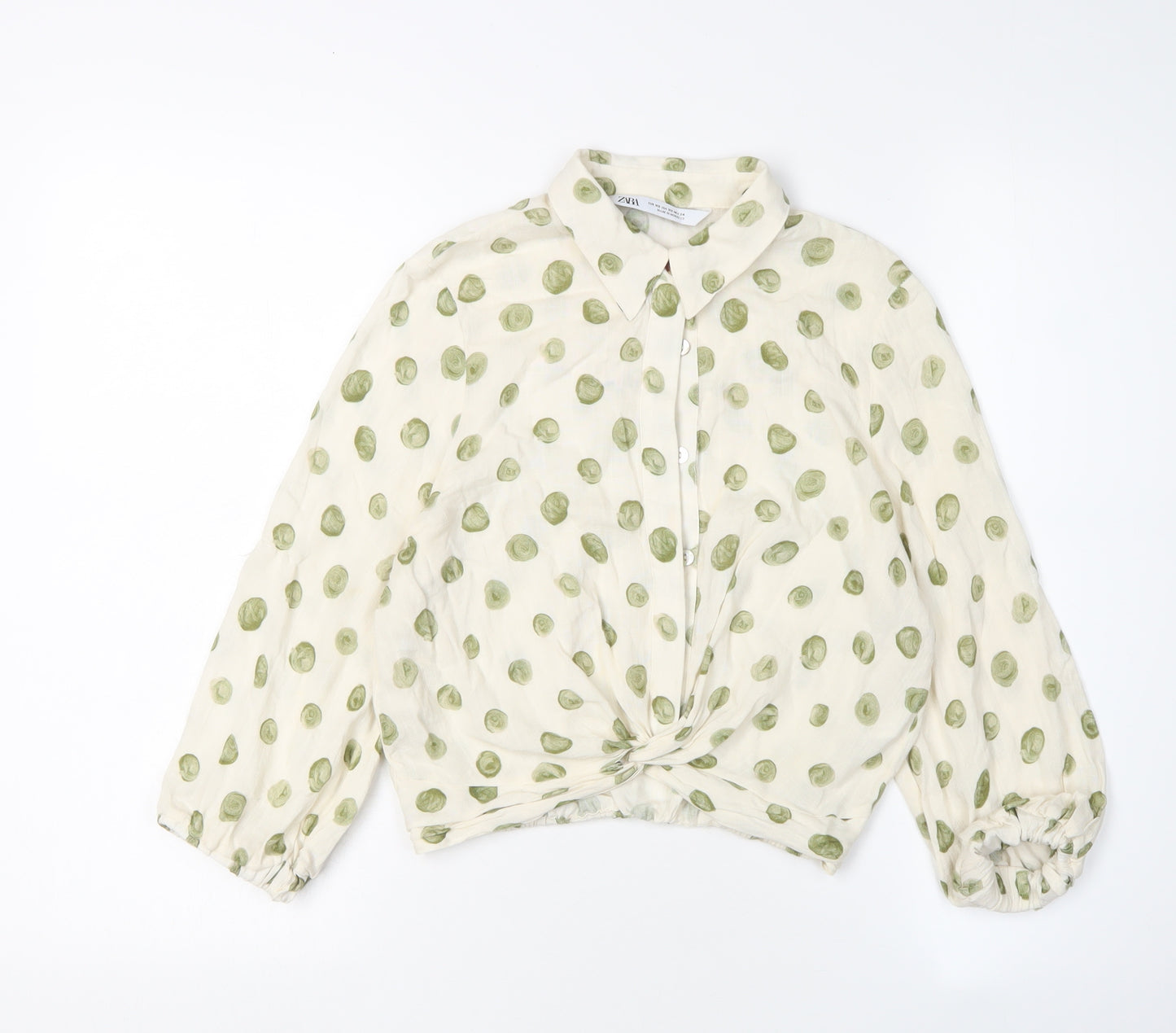 Zara Women's Beige Polka Dot Blouse XS