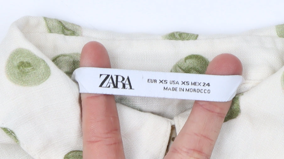 Zara Women's Beige Polka Dot Blouse XS