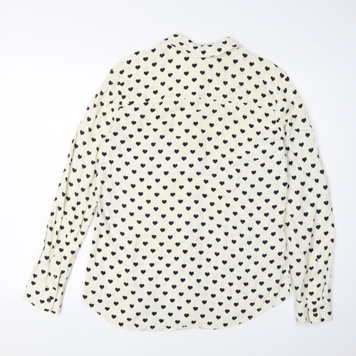 Topshop Women's Ivory Heart Print Button-Up Shirt