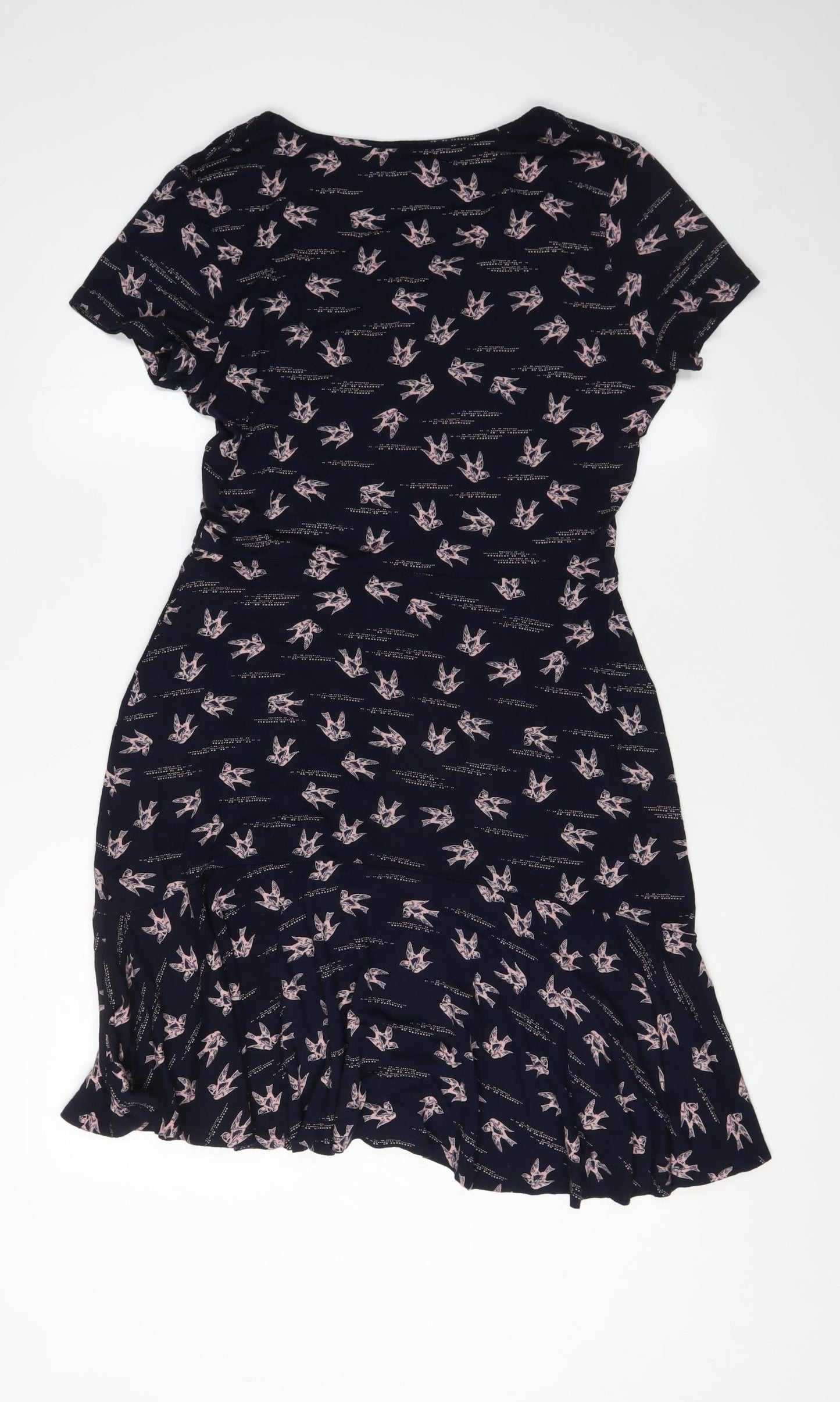Next Women Black V-Neck Dress Size 14 Short Sleeve
