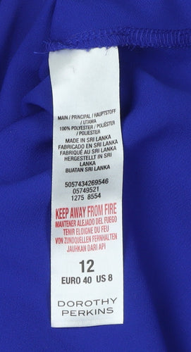 Dorothy Perkins Women's Blue Button-Up Blouse Size 12