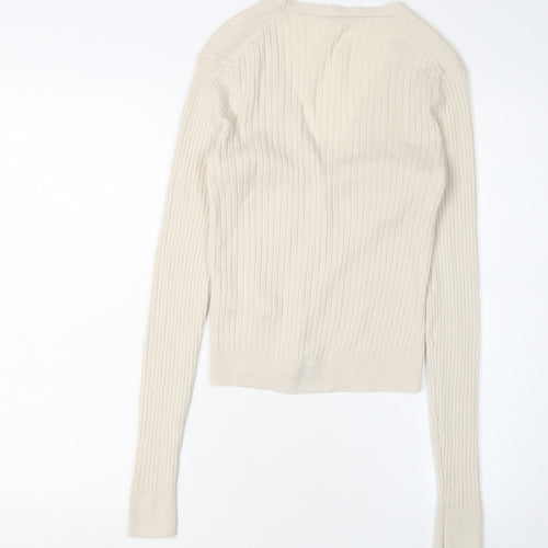 Uniqlo Women's Ivory Wool Cardigan, S, V-Neck, Buttoned