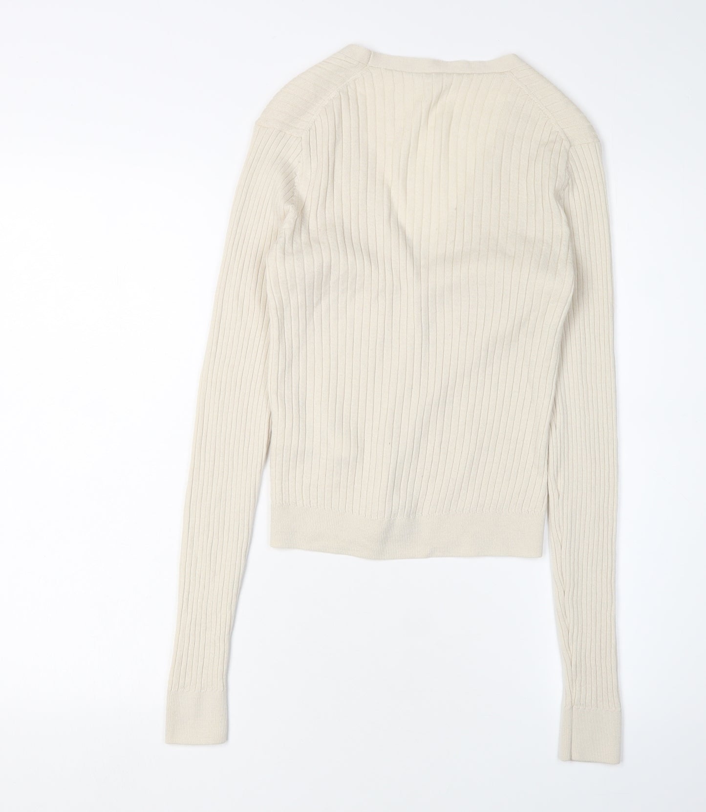 Uniqlo Women's Ivory Wool Cardigan, S, V-Neck, Buttoned