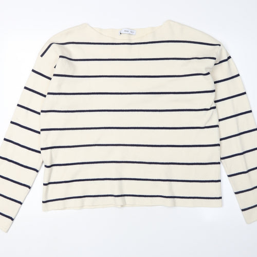 MNG Women's Ivory Striped Pullover Jumper XL