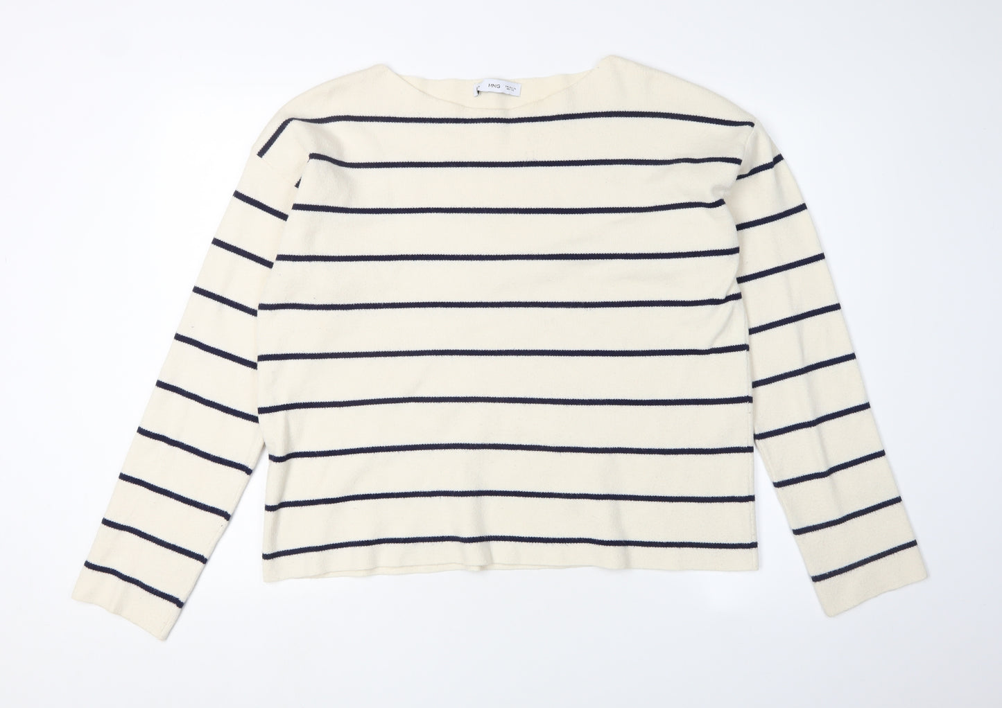 MNG Women's Ivory Striped Pullover Jumper XL
