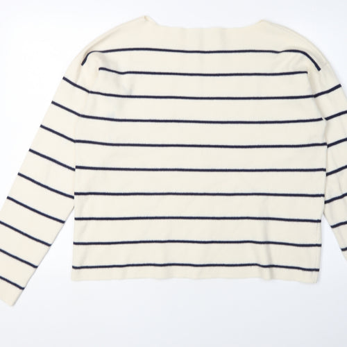 MNG Women's Ivory Striped Pullover Jumper XL