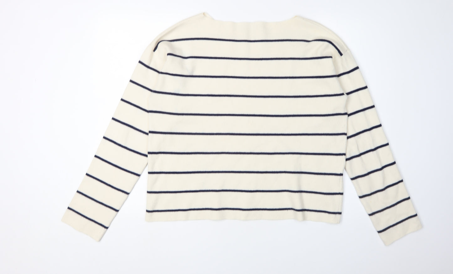 MNG Women's Ivory Striped Pullover Jumper XL