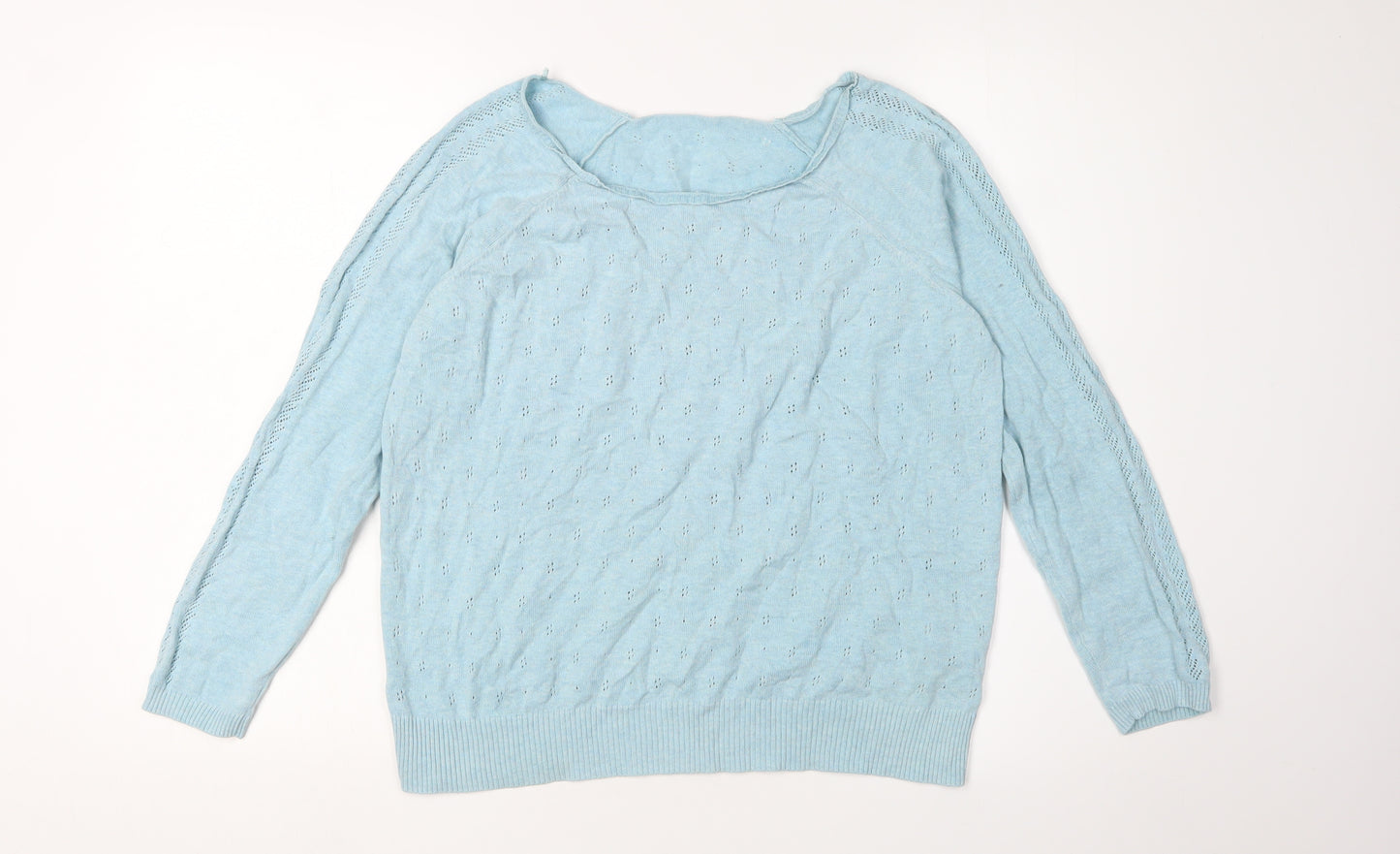 Marks and Spencer Women's Blue Cotton Pullover Jumper