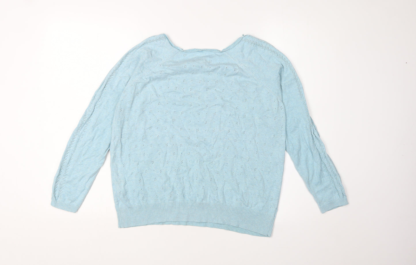 Marks and Spencer Women's Blue Cotton Pullover Jumper