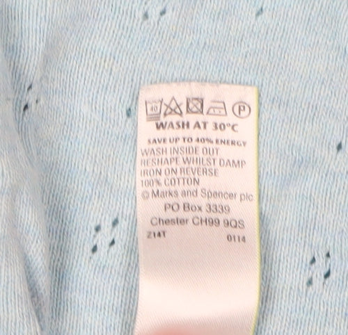 Marks and Spencer Women's Blue Cotton Pullover Jumper