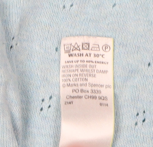 Marks and Spencer Women's Blue Cotton Pullover Jumper