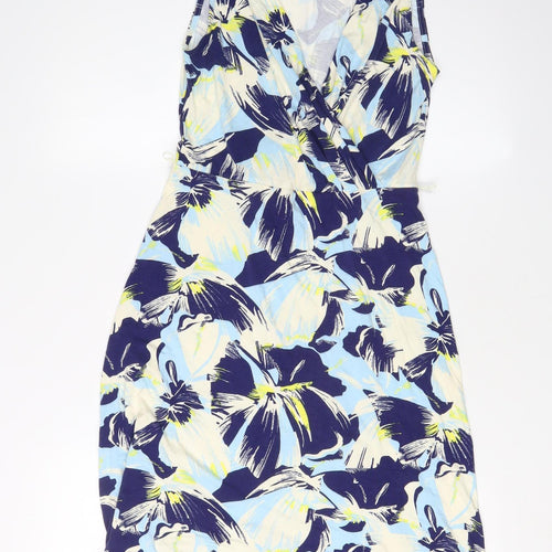 Warehouse Women's Multicoloured Floral Wrap Dress Size 8