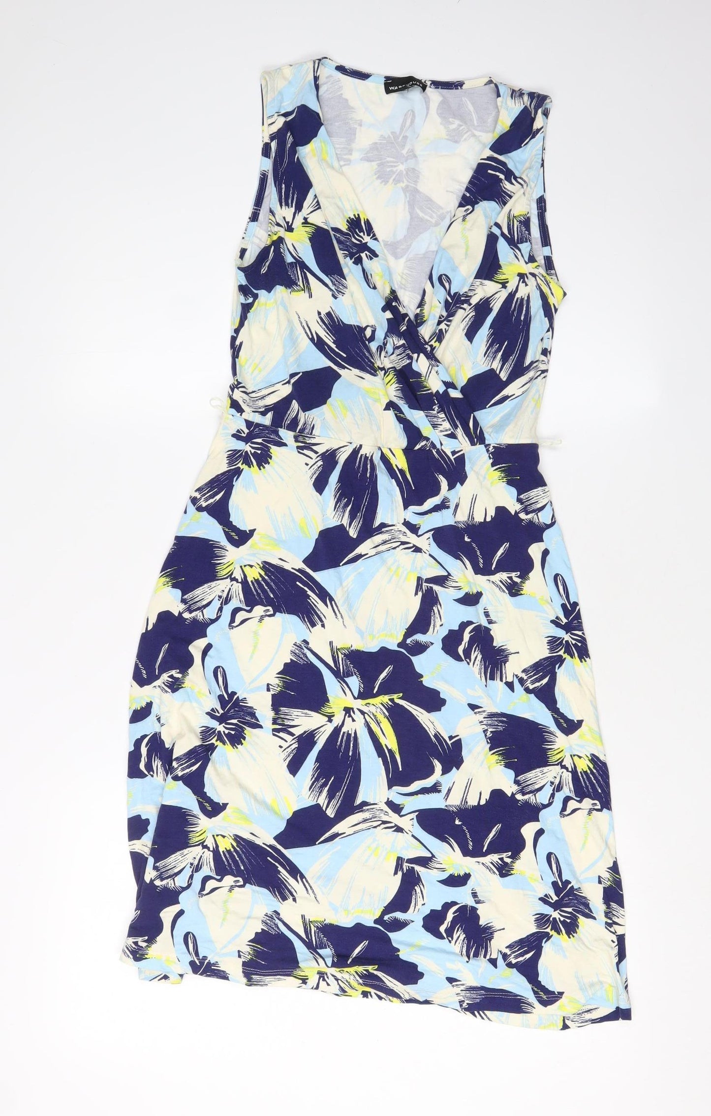 Warehouse Women's Multicoloured Floral Wrap Dress Size 8
