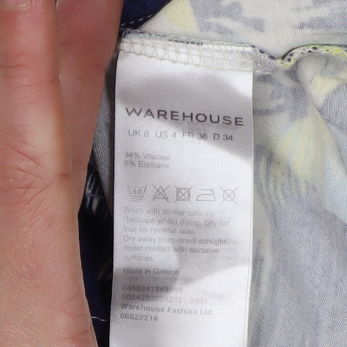 Warehouse Women's Multicoloured Floral Wrap Dress Size 8