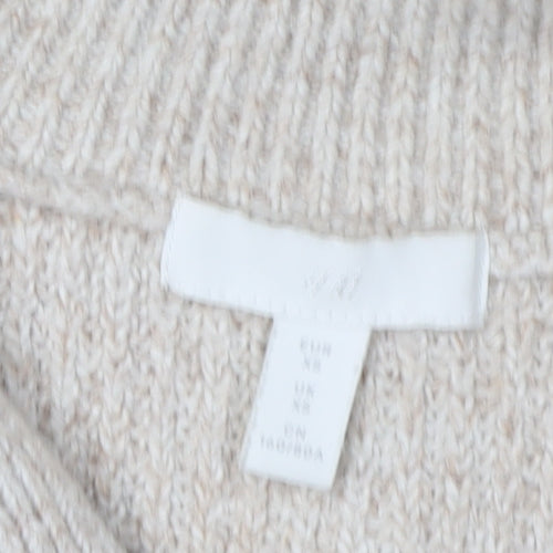 H&M Women's Beige XS Full Zip High Neck Jumper