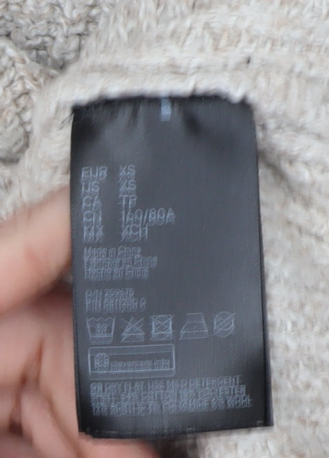 H&M Women's Beige XS Full Zip High Neck Jumper