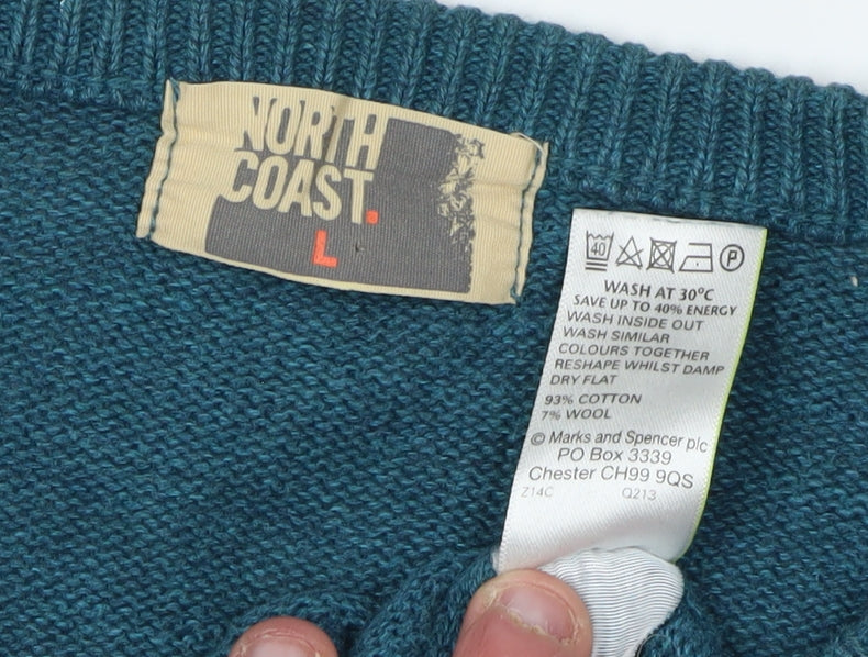 Marks and Spencer Men's Blue Pullover Jumper L