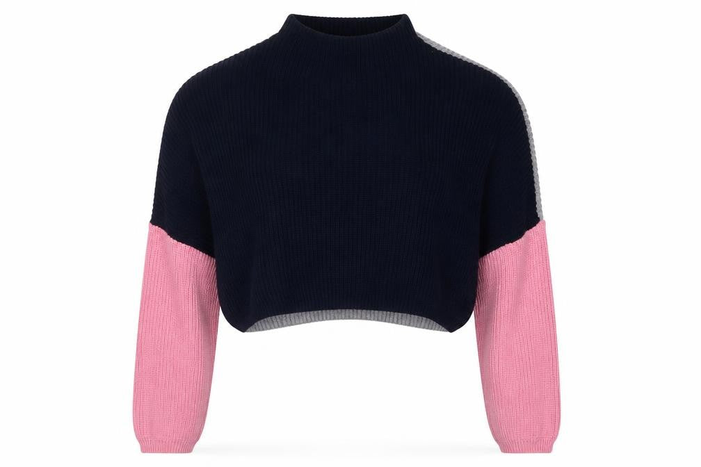 Front view of PRETTYLITTLETHING Women's Multicoloured High Neck Jumper, size 6