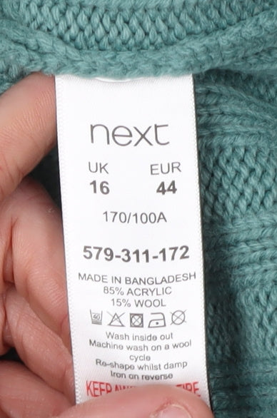 Next Women's Green High Neck Pullover Jumper, Size 16