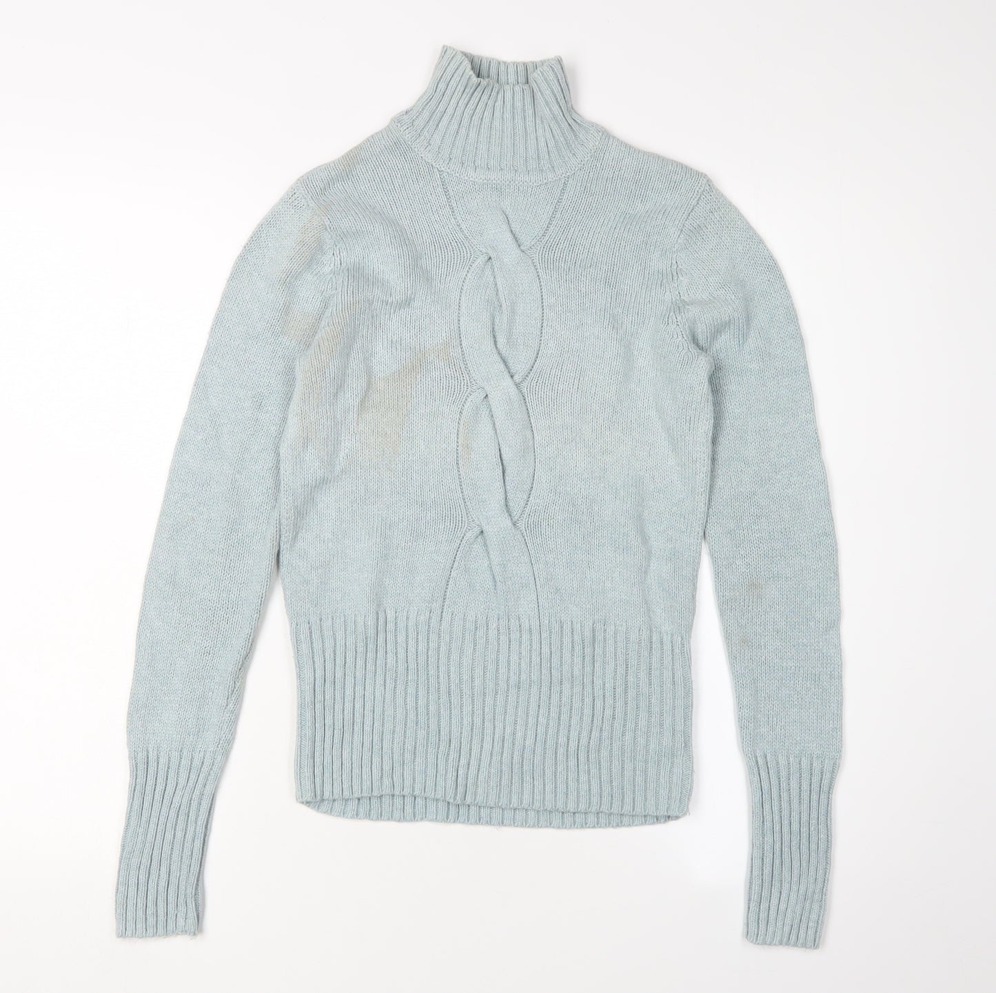 Principles Women's Blue Roll Neck Cable-Knit Jumper Size 10