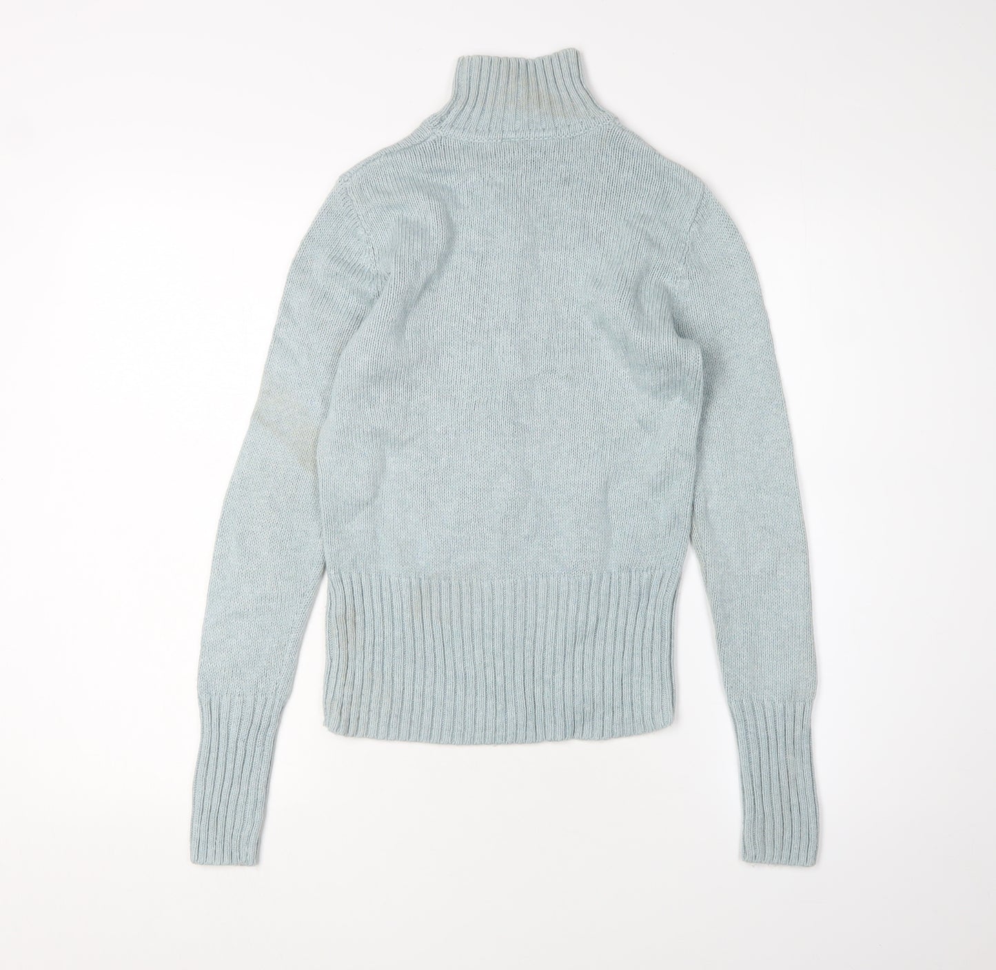 Principles Women's Blue Roll Neck Cable-Knit Jumper Size 10