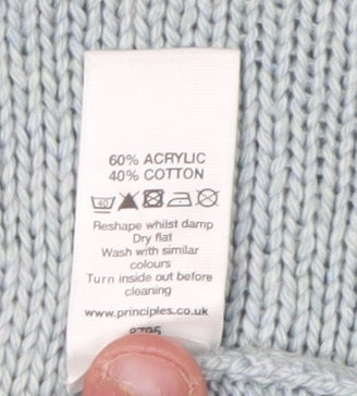 Principles Women's Blue Roll Neck Cable-Knit Jumper Size 10