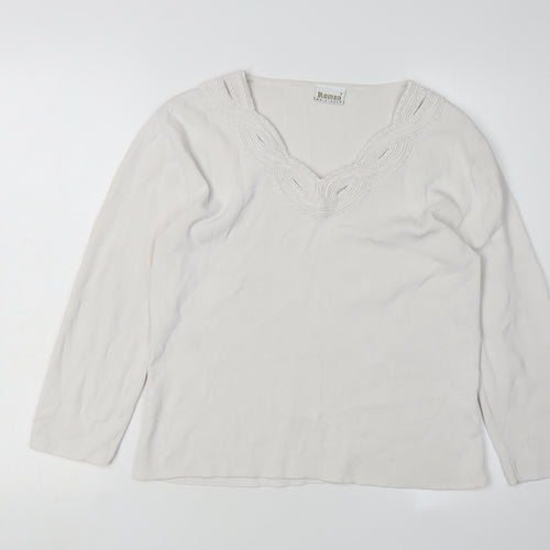 Roman Originals Women's Ivory V-Neck Long Sleeve Jumper