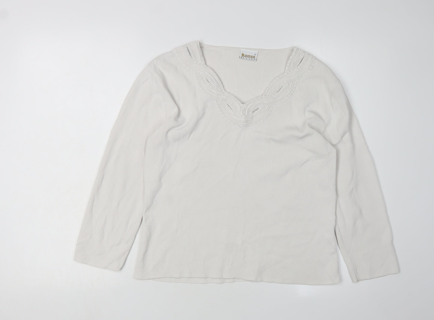 Roman Originals Women's Ivory V-Neck Long Sleeve Jumper