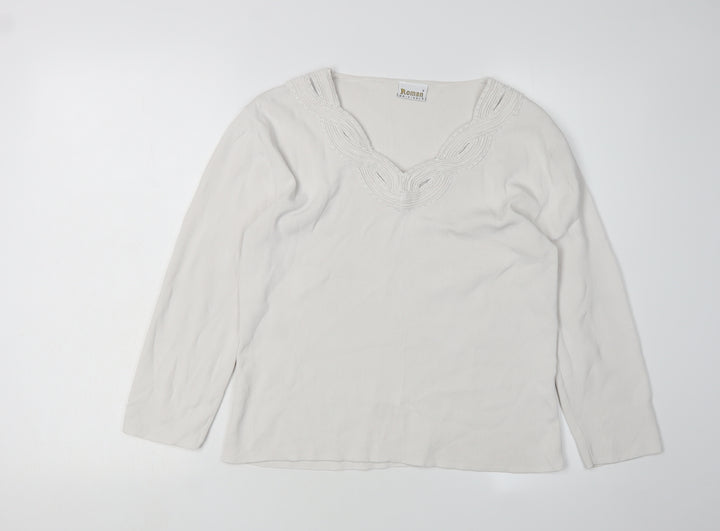 Roman Originals Women's Ivory V-Neck Long Sleeve Jumper
