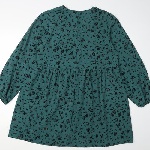 New Look Women's Green A-Line Floral Dress UK 12