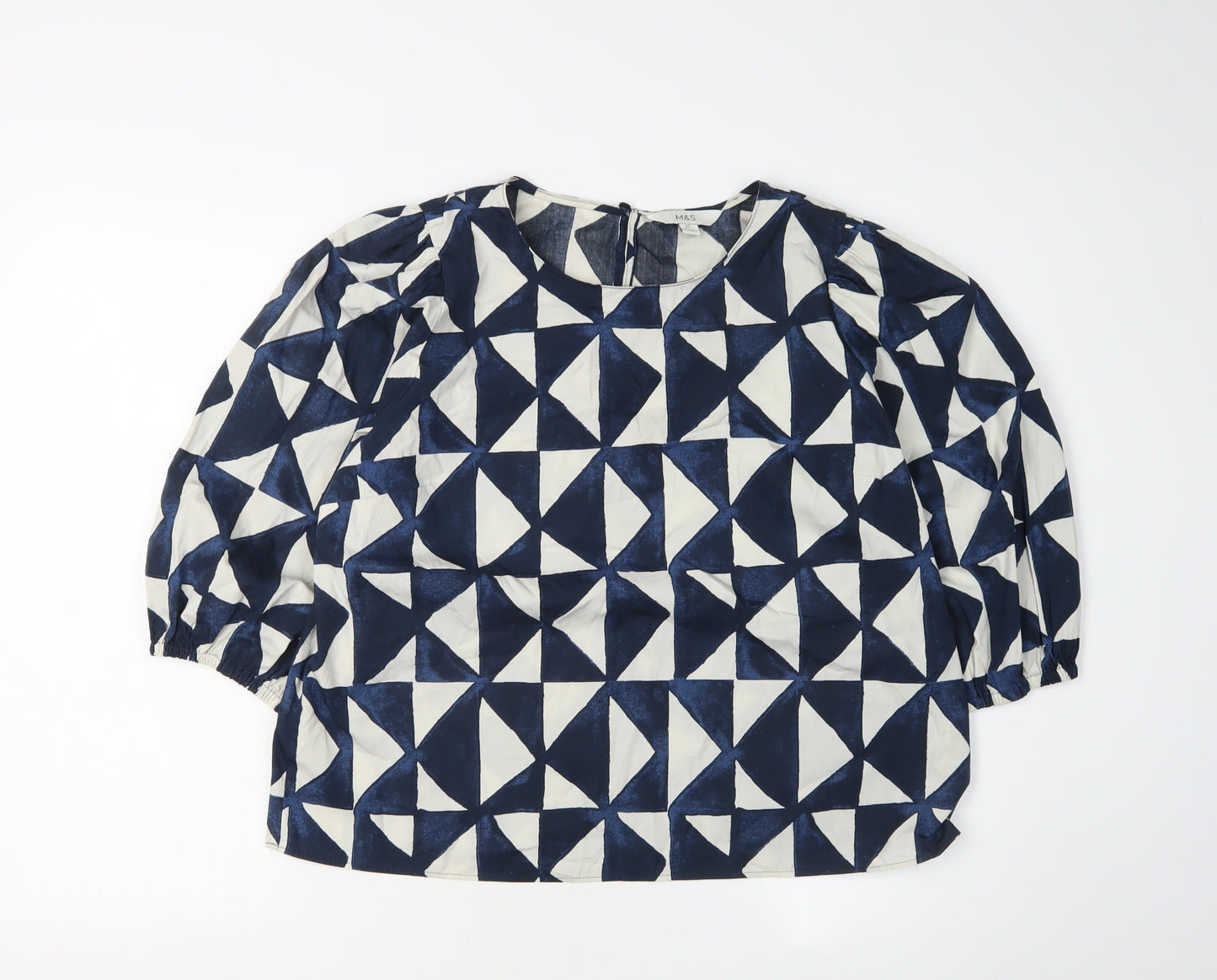 Marks and Spencer Women's Blue Geometric Blouse