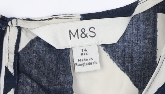 Marks and Spencer Women's Blue Geometric Blouse