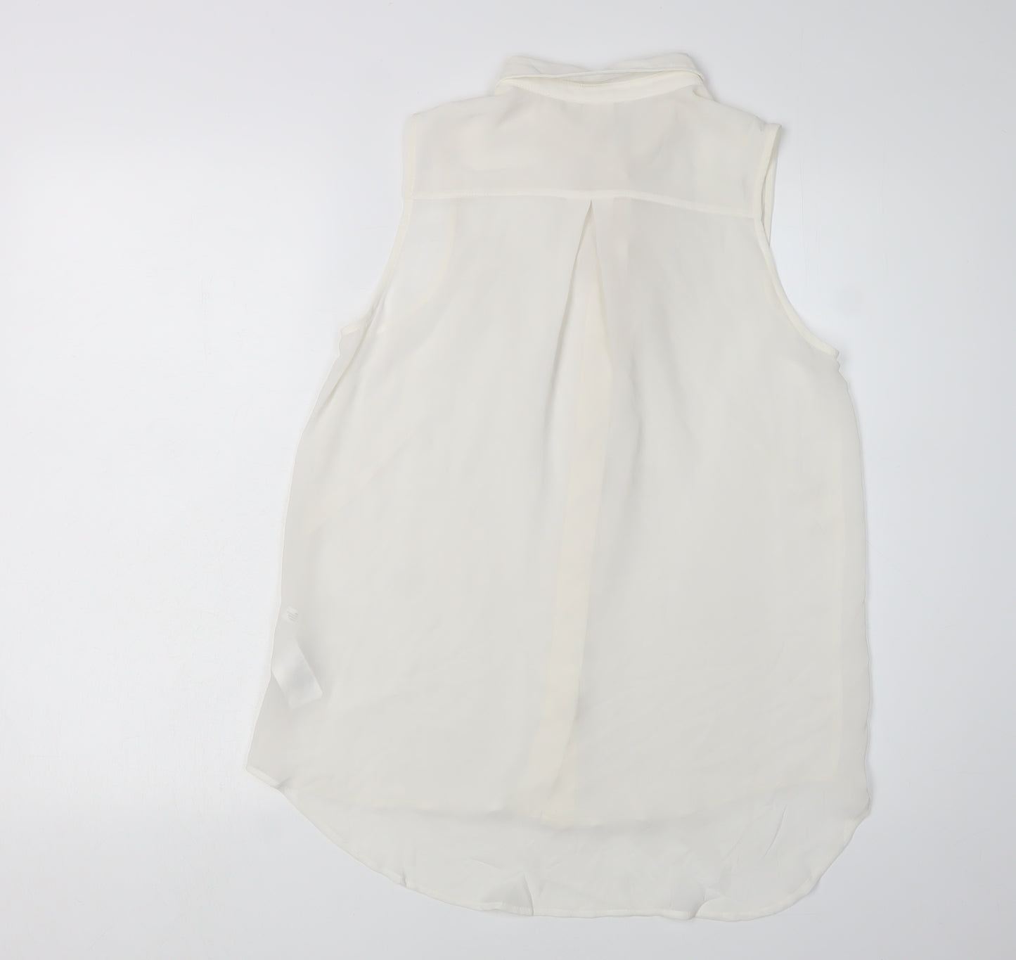 H&M Women's White Sleeveless Button-Up Blouse - Size 6