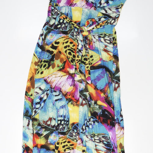 Wallis Women's Multicoloured Viscose Wrap Dress Size 10