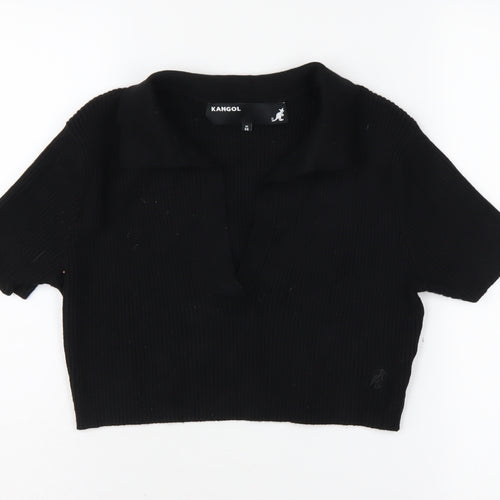 Kangol Women's Black Collared Jumper, UK 14, Casual Knit