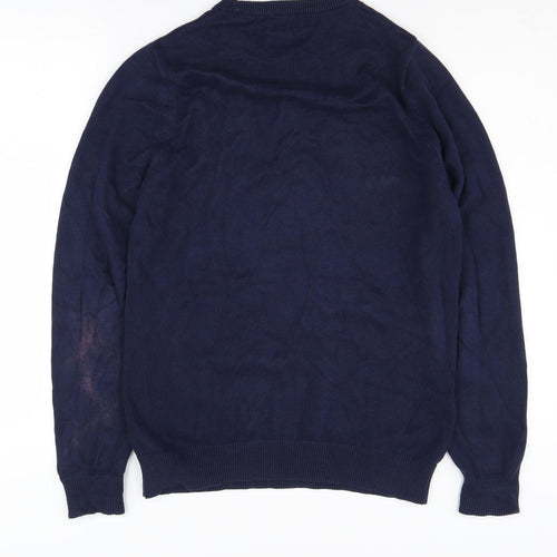 Marks and Spencer Men's Blue Cotton Pullover Jumper S